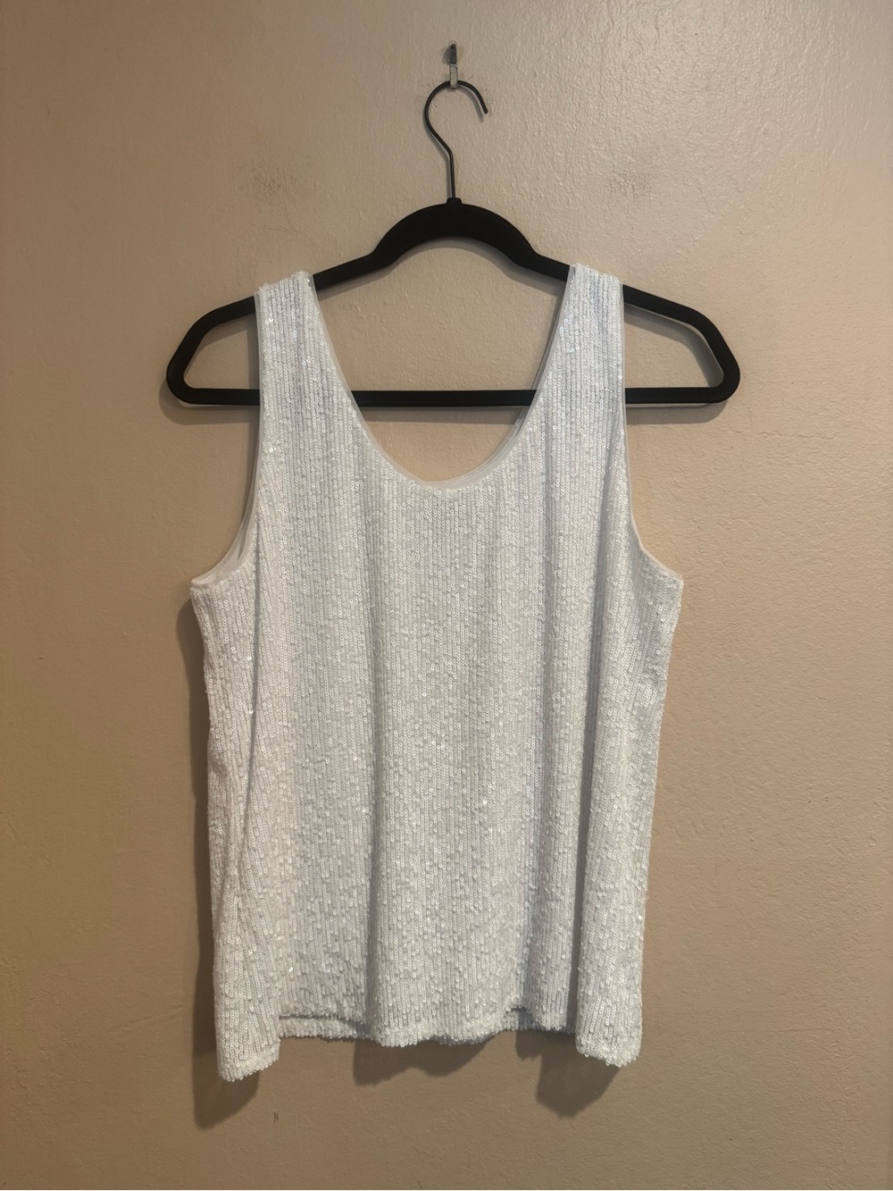 Elegant and Chic Anne Klein White Sequin Tank Top